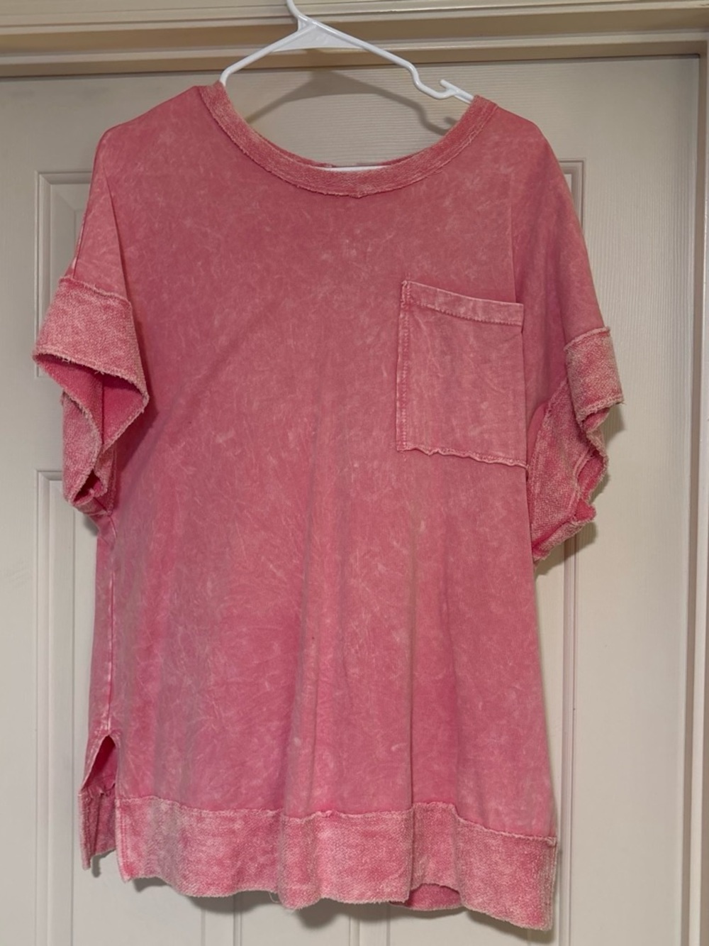 Women's Washed Pink Short Sleeve Pocket Tee